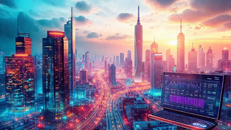 Ciudad digital futurista y conectada